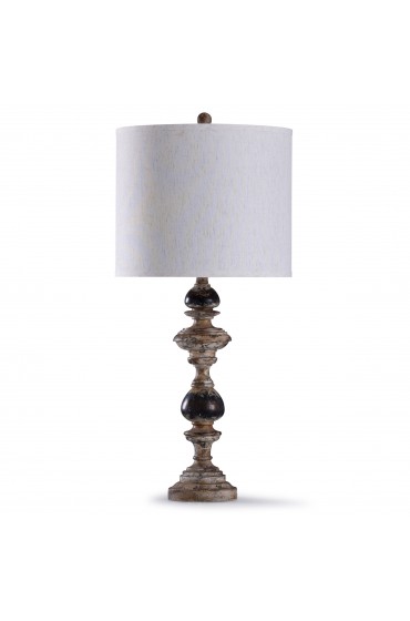 Table Lamps| StyleCraft Home Collection Bishop 32.5-in Weathered Natural 3-Way Table Lamp with Linen Shade - UB10425