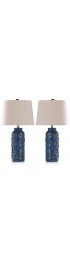 Table Lamps| StyleCraft Home Collection Cloverfeild 24.25-in Navy Blue Ceramic 3-Way Table Lamp with Linen Shade - LJ60937