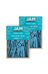 Clothespins| JAM Paper 100-Pack Blue Wood Clothespins - YY48500