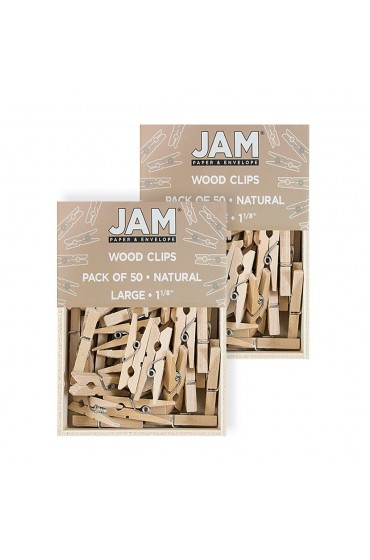 Clothespins| JAM Paper 100-Pack Brown Wood Clothespins - KL33995