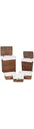 Laundry Hampers & Baskets| BirdRock Home BIRDROCK HOME Woven Willow Baskets with Liner - Set of 5 - Rectangular Hampers and Storage Bins with Lids - Decorative Wooden Wicker Baskets - Organizer - Natural (Brown) - ES04177