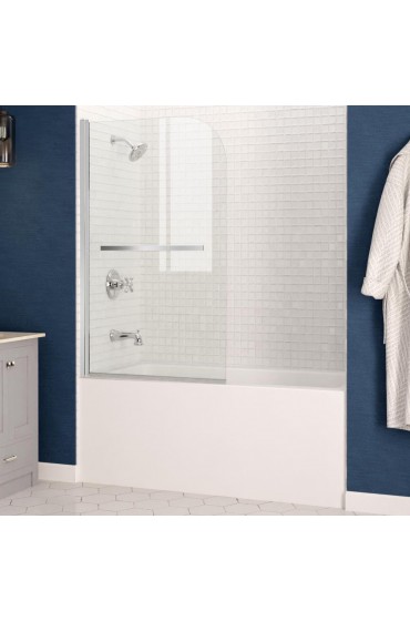 Bathtub Doors| ANZZI Myth series 33-in to 34-in W x 58-in H Frameless Hinged Polished Chrome Standard Bathtub Door (Clear Glass) - HM88973