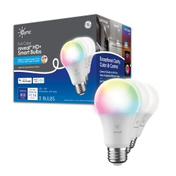 General Purpose LED Light Bulbs| GE Cync Reveal 60-Watt EQ A19 Full Color Dimmable Smart LED Light Bulb (3-Pack) - UK29222