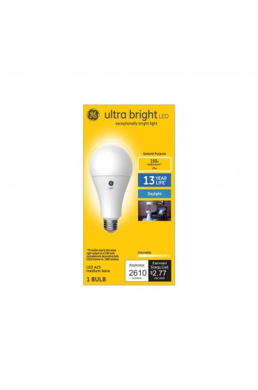 General Purpose LED Light Bulbs| GE Ultra Bright 150-Watt EQ A23 Daylight Dimmable LED Light Bulb - VY13528