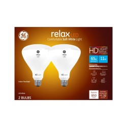 Spot & Flood LED Light Bulbs| GE Relax 65-Watt EQ LED Br40 Soft White Dimmable Flood Light Bulb (2-Pack) - FZ84740