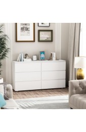 | FUFU&GAGA 6-Drawer Storage Chest 59-in W x 32.3-in H Wood Composite White Freestanding Utility Storage Cabinet - FO93557