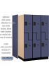 | SALSBURY INDUSTRIES 15 -in Wide Double Tier S-Style Designer Wood Locker- 3 Wide- 6 -ft High- 24 -in Deep- Blue - NG52558