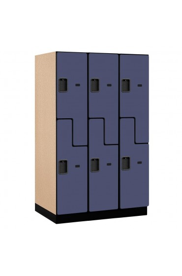 | SALSBURY INDUSTRIES 15 -in Wide Double Tier S-Style Designer Wood Locker- 3 Wide- 6 -ft High- 24 -in Deep- Blue - NG52558