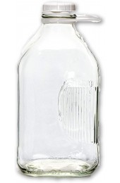 2 Qt Heavy Glass Milk Bottle with Handle & Cap 64 Oz 1 2 Gal.