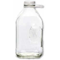 2 Qt Heavy Glass Milk Bottle with Handle & Cap 64 Oz 1 2 Gal.