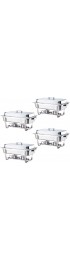 ALPHA LIVING 70014-GRAY 4 Pack 8QT Chafing Dish High Grade Stainless Steel Chafer Complete Set 8 QT Alpine Gray Handle