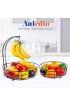 Auledio 2-Tier Countertop Fruit Vegetables Basket Bowl Storage With Banana Hanger Black