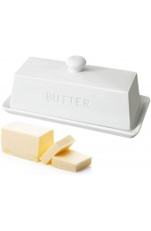 Butter Dish With Lid WERTIOO Porcelain Butter Holder With Handle Cover Polished Design Ceramic Butter Keeper White
