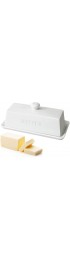 Butter Dish With Lid WERTIOO Porcelain Butter Holder With Handle Cover Polished Design Ceramic Butter Keeper White