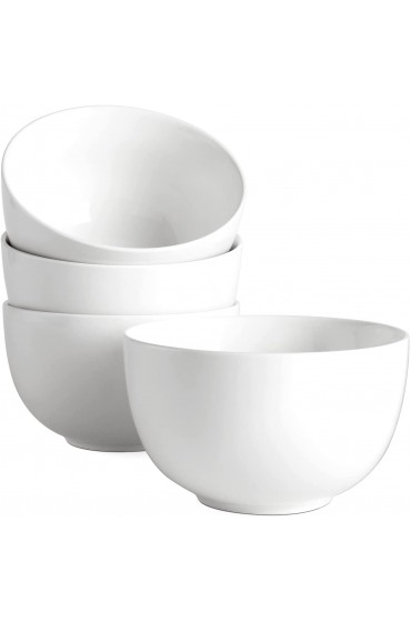 DOWAN Deep Soup Bowls 30 Ounces White Cereal Bowl for Oatmeal Ceramic Ramen Bowls for Noodle Porcelain Bowls Set 4 for Kitchen Rice Bowls