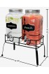 Estilo Glass Drink Dispenser 1 Gallon Set of 2 Mason Jar Dispensers with Stand Lids Labels Leak Free Spigots | Parties Weddings and Picnics