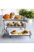 Gibson Home Gracious Dining Dinnerware 3-Tier Rectangle Plate Set with Metal Stand White
