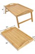 Greenco Bed Tray Table with Foldable Legs Breakfast Tray with Handles Eating Working Laptop or Snacking | 100% Natural Bamboo for Strength and Beauty | 20 L x 12 W