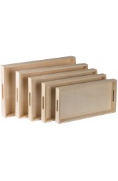 Hammont Wooden Nested Serving Trays Five Piece Set of Rectangular Shape Wood Trays for Crafts with Cut Out Handles | Kitchen Nesting Trays for Serving Pastries Snacks Mini Bars Chocolate