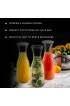 JoyJolt Glass Carafe with Lids. 3 Glass Carafes for Mimosa Bar 36 oz Capacity. 6 Lids! Brunch Decorations Bedside Water Carafe Orange Juice Container Catering Drink Carafes & Pitchers for Parties