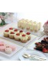 Mint Living Elegant Plastic Serving Tray & Platter Set 6pk White & Gold Rim Disposable Serving Trays & Platters for Food Weddings Upscale Parties Dessert Table Cupcake display 8x13 inches