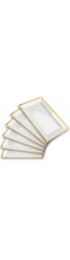 Mint Living Elegant Plastic Serving Tray & Platter Set 6pk White & Gold Rim Disposable Serving Trays & Platters for Food Weddings Upscale Parties Dessert Table Cupcake display 8x13 inches