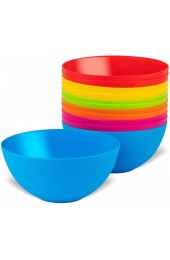 Plaskidy Plastic Bowls Set of 12 Kids Bowls 24 Oz Microwave Dishwasher Safe BPA Free Plastic Cereal Bowls for Kids Brightly Colored Children Bowls Great for Cereal Soup Snack Fruit or Salad