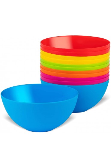 Plaskidy Plastic Bowls Set of 12 Kids Bowls 24 Oz Microwave Dishwasher Safe BPA Free Plastic Cereal Bowls for Kids Brightly Colored Children Bowls Great for Cereal Soup Snack Fruit or Salad