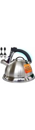 Pykal Whistling Tea Kettle for Stove Top 3 QT Stainless Steel iCool Handle Tea Pot 5 PLY Kettles Pots w  2 Infusers also for Gas or Induction Heater