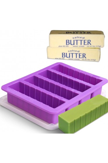 Silicone Butter Mold Tray with Lid Purple