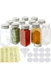 SimpleHouseware Spice Jars 4 Ounce Square Bottles w label 12 Pack