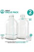 Stock Your Home 64-Oz Glass Milk Jugs with Caps 2 Pack 64 Ounce Food Grade Glass Bottles Dishwasher Safe Bottles for Milk Buttermilk Honey Tomato Sauce Jam Barbecue Sauce