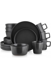 Stone Lain Coupe Dinnerware Set Service For 4 Black Matte Matte Black