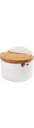Sugar Bowl 77L Ceramic Sugar Bowl with Sugar Spoon and Bamboo Lid for Home and Kitchen Modern Design White 8.58 FL OZ 254 ML