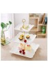 Sumerflos 3 Tier Porcelain Cupcake Stand Tiered Serving Cake Stand Square White Embossed Dessert Stand Weddings Parties Pastry Serving Tray