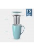 Sweese 201.102 Porcelain Tea Mug with Infuser and Lid 15 OZ Turquoise