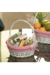 Vintiquewise QI003820PK.S White Round Willow Gift Basket with Pink Gingham Liner and Handle-Small PinkSmall