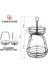 VISENTOR Detachable 2 Tier Fruit Basket Bowl with Banana Hanger Countertop Fruit Stand with Handle Wired Metal Kitchen Counter Dining Table Snack Vegetable Storage Holder Diameter 11.4