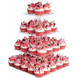 YestBuy 4 Tier Acrylic Cupcake Stand Premium Cupcake Holder Acrylic Cupcake Tower Display Cady Bar Party Décor – Display for Pastry4.7" Between 2 Layers
