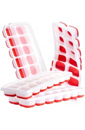 4 Pack Ice Cube Trays Ice Tray Durable & Flexible Ice Trays for Freezer Silicone Ice Cube Tray 14 Ice Cube Trays for Freezer With Lid Super Easy Release Stackable BPA Free for Drinks & Cocktail