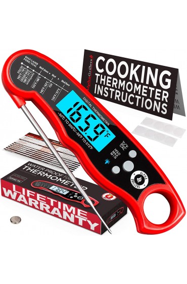 Alpha Grillers Instant Read Meat Thermometer for Grill and Cooking. Best Waterproof Ultra Fast Thermometer with Backlight & Calibration. Digital Food Probe for Kitchen Outdoor Grilling and BBQ!