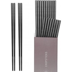 Hiware 10 Pairs Fiberglass Chopsticks Reusable Chopsticks Dishwasher Safe 9 1 2 Inches Black