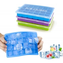 Ice Cube Trays 3 Pack Morfone Silicone Ice Tray with Removable Lid Easy-Release Flexible Ice Cube Molds 24 Cubes per Tray for Cocktail Whiskey Baby Food Chocolate BPA Free