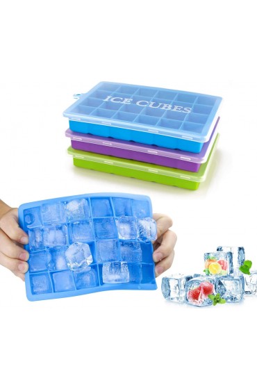 Ice Cube Trays 3 Pack Morfone Silicone Ice Tray with Removable Lid Easy-Release Flexible Ice Cube Molds 24 Cubes per Tray for Cocktail Whiskey Baby Food Chocolate BPA Free