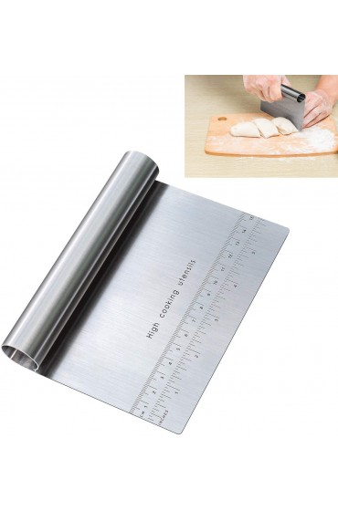 Pro Dough Pastry Scraper Cutter Chopper Stainless Steel Mirror Polished with Measuring Scale Multipurpose- Cake Pizza Cutter Pastry Bread Separator Scale Knife 1