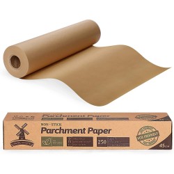 Unbleached Parchment Paper for Baking 15 in x 200 ft 250 Sq.Ft Baking Paper Non-Stick Parchment Paper Roll for Baking Cooking Grilling Air Fryer and Steaming