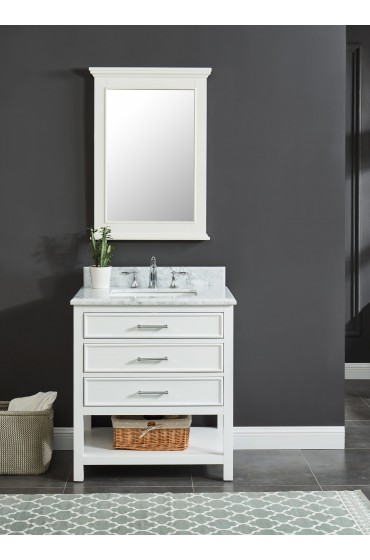 Bathroom Vanities| allen + roth Presnell 30-in Dove White Undermount Single Sink Bathroom Vanity with Carrara White Natural Marble Top - VC61671