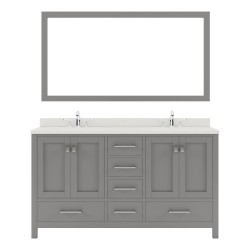 Bathroom Vanities| Virtu USA Caroline Avenue 60-in Cashmere Gray Undermount Double Sink Bathroom Vanity with Dazzle White Quartz Top (Mirror Included) - BC05576