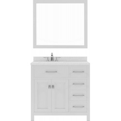 Bathroom Vanities| Virtu USA Caroline Parkway 36-in White Undermount Single Sink Bathroom Vanity with Dazzle White Quartz Top (Mirror Included) - YS61111