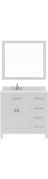 Bathroom Vanities| Virtu USA Caroline Parkway 36-in White Undermount Single Sink Bathroom Vanity with Dazzle White Quartz Top (Mirror Included) - YS61111